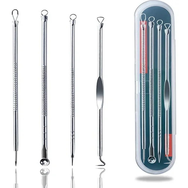 Professional Stainless Steel Blackhead Remover Comedone Acne Pimple Needles Blemish Extractor Remover Skin Face Care Tool 1 Set