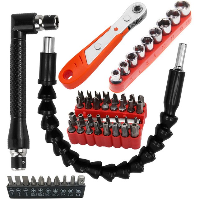 Jeu de tournevis à Angle droit, clé à cliquet à 90 degrés, Extension de foret Flexible, Mini outil EDC 1/4 bits pour espace serré, 22/55 pièces