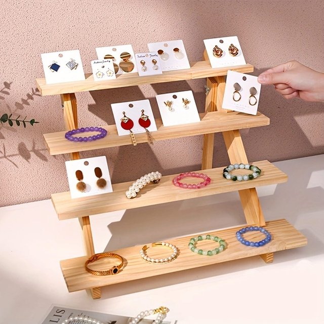 Présentoir en bois, support pour boucles d'oreilles, parfums, bijoux, présentoir de rangement pour boucles d'oreilles, petit présentoir de comptoir pour articles divers