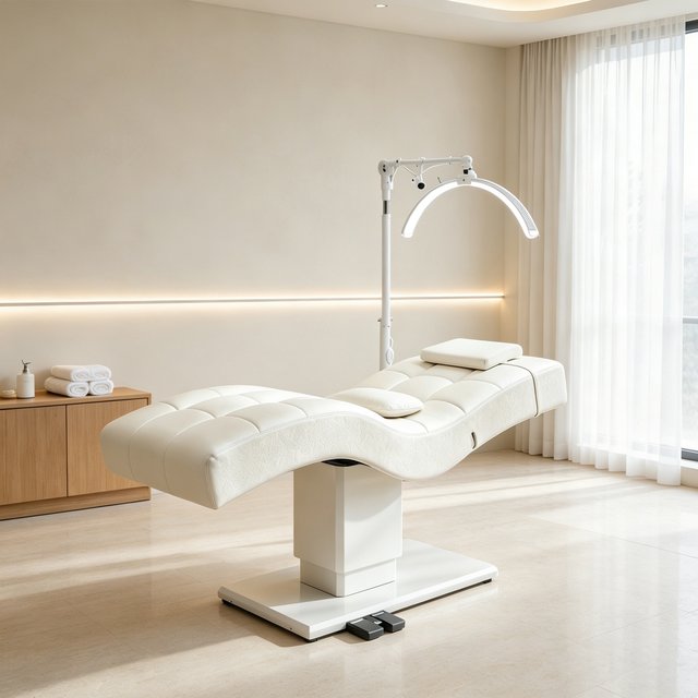 Electric Adjustable White Beauty Massage Bed PU Leather Hydraulic SPA Facial Reclining Tattoo Chair for Beauty Salon