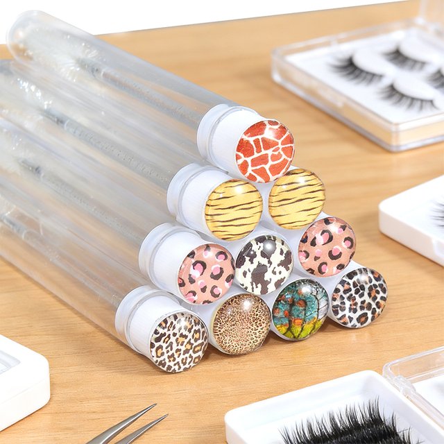 10pcs Leopard print cat-eye mascara brush ,Mascara Tube Brush Set with Protective Case Makeup Brushes, Eyebrow Brush, Random