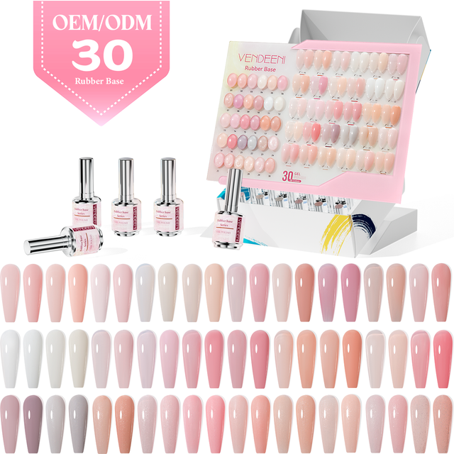 Vendeeni TPO HEMA 30colors Rubber Base Gel Polish Collection Set With Jade Nude pink Color Gel Nail Polish Supplies