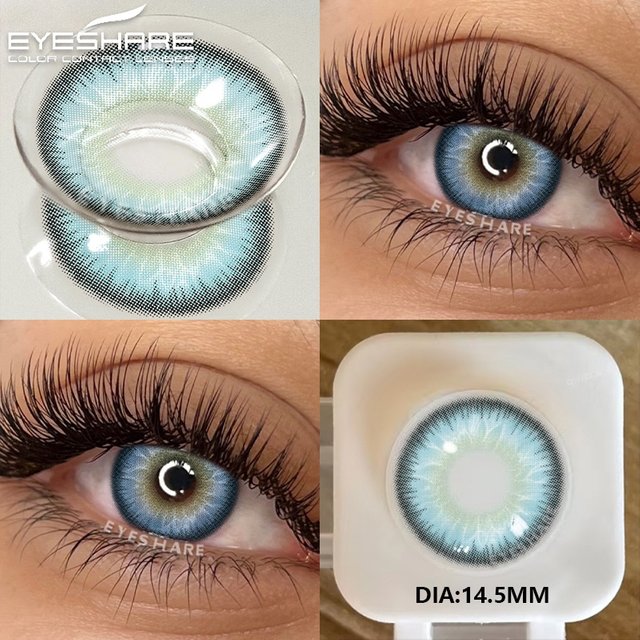 EYESHARE 2Pcs Soft Lenses Blue Contacts Gray Lenses Yearly Fashion Color Contact Lenses for Eyes Beauty Eye Color Makeup Pupils