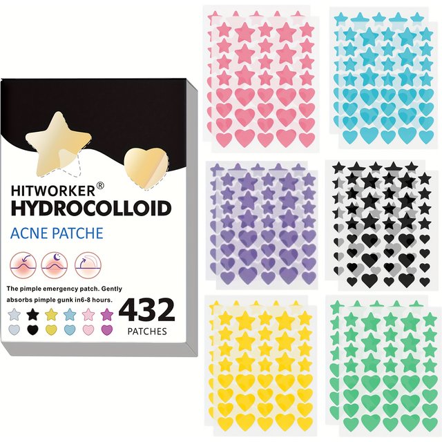 432 pieces of multi-color star acne patches, facial acne patches, concealer acne patches, and pimples patches, ultra-thin