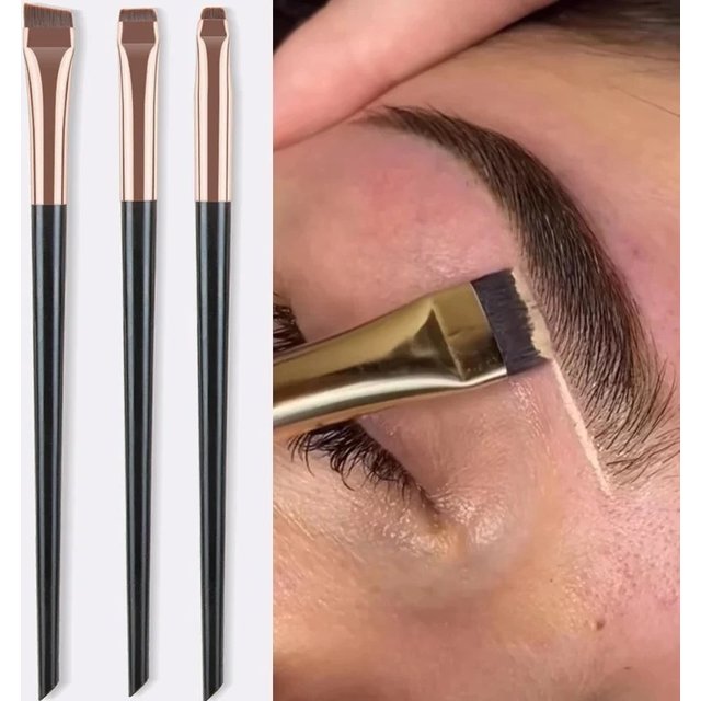 Lot de 3 pinceaux à eyeliner à lame, pinceau à sourcils, pinceau plat fin portable pour eyeliner, contour des sourcils, pinceau de maquillage, outil de maquillage, vente en gros 2025