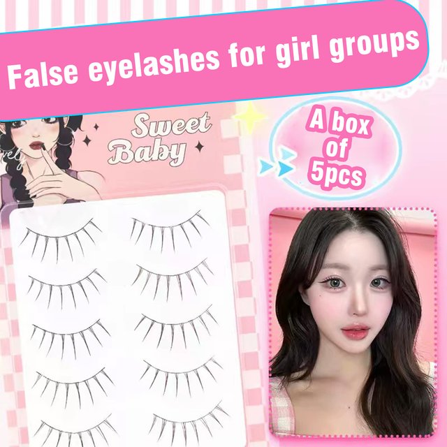 Korean Girl Group False Eyelashes 5 Pairs Sweet False Eyelashes One Piece Design Manga Cos Eyelashes For Beginners Daily Makeup