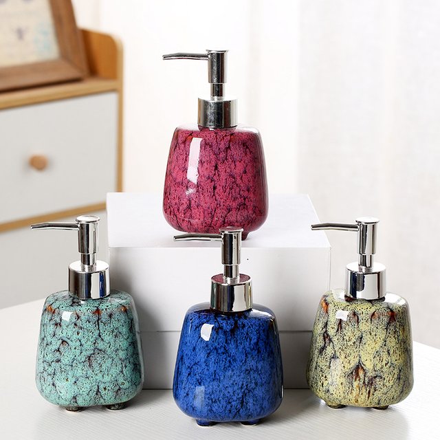 Distributeur de savon de 300ml, bouteille de liquide de lavage des mains, changement de four en céramique, shampoing, gel douche, tête de pompe en acier inoxydable, bouteille de lotion