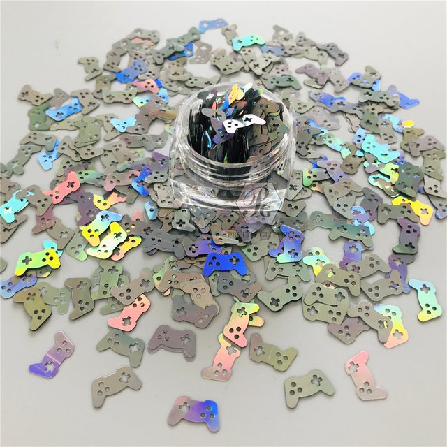 PrettyG 1 Box Gamepad Shape Holographic Glitter Sequins for Resin DIY Making Art Craft Nail Makeup Decoration Accessories