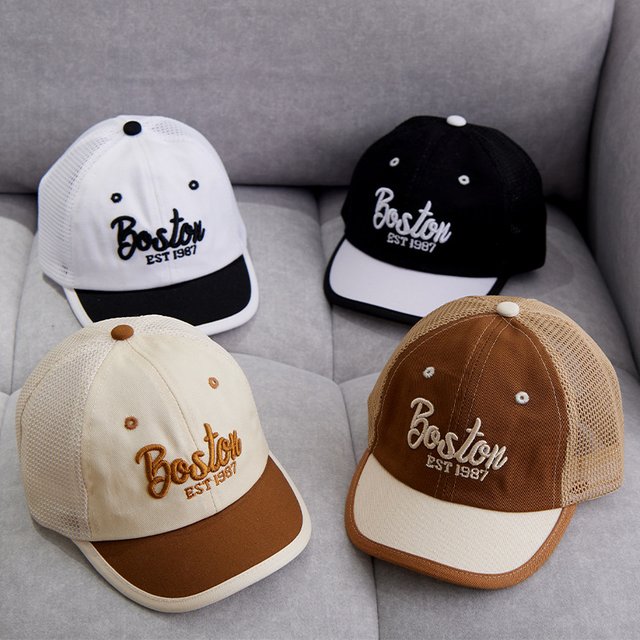 Embroidery Letter Baby Mesh Duck Tongue Hat Summer Sun Hats 2-4Year Boys Girls Sunscreen Visors Color Block Children Peaked Cap