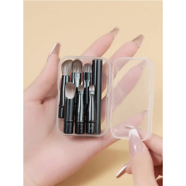 6-Piece Black Portable Makeup Brush Replacement Brush Head Set, Nose Shadow Brush Travel Set