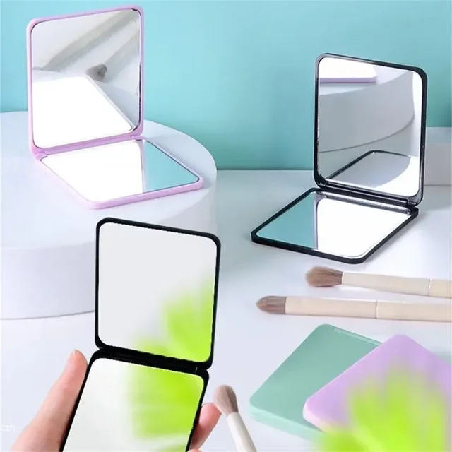 Portable Foldable Double-Sided Makeup Mirror Mini Pocket Size for Student Dormitory Desktop Home Decor Small Gift