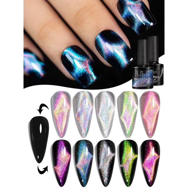 AWStorG 7.5ml Starlit Chameleon Cat Magnetic Gel Nail Polish Double Colors Semi Permanent UV Gel Varnish Need Black Base