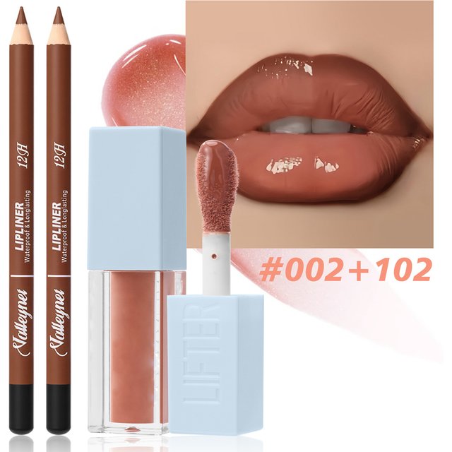 2Pcs/Set Lipliner + Lip Oil Matte Velvet Lipstick - Long Lasting Waterproof Lip Combo Set Makeup Tutorial Cosmetics