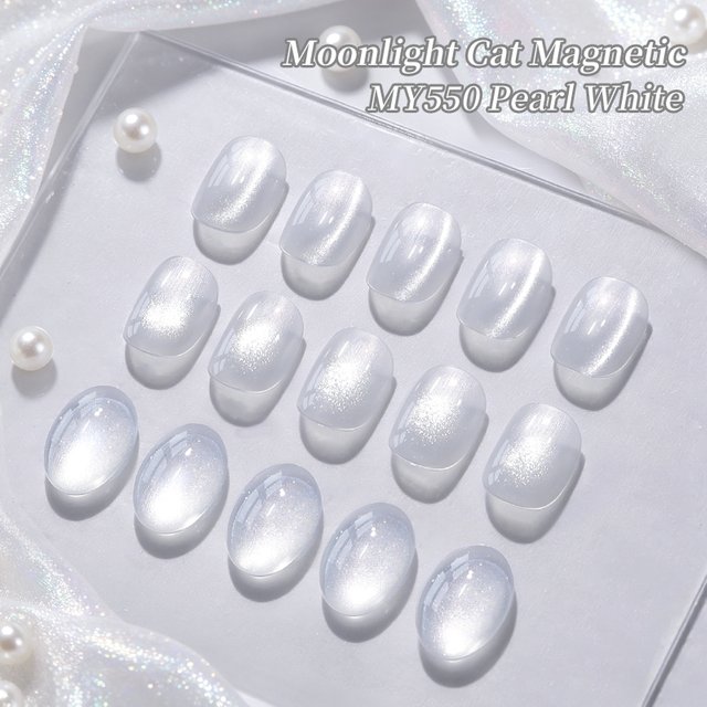 BORN PRETTY Moonlight Pearl White 10ml Cat Magnetic Gel Nail Polish Glitter Jelly Sliver UV LED Soak Off For Home & Salon DIY