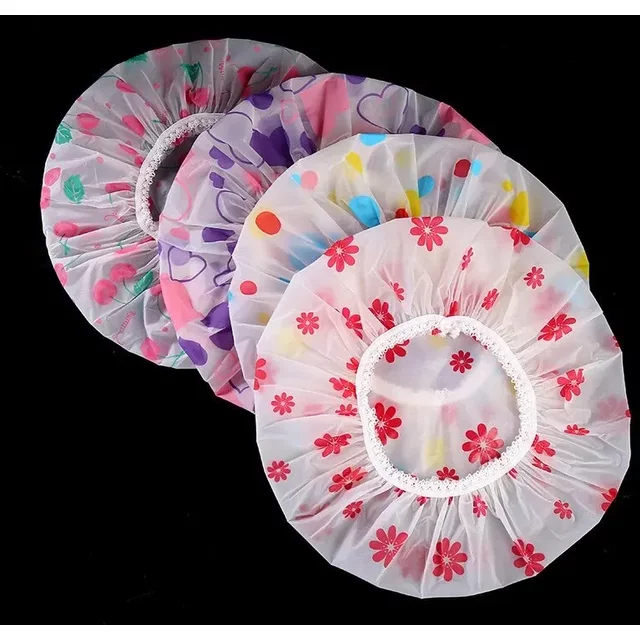 5pcs Waterproof Shower Cap WOMEN'S Household Bathing Anti-oil Smoke Hair Care Shower Cap Dry Hair Cap