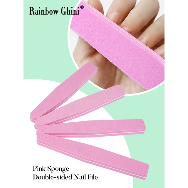 1/5/10Pcs Professional Nail File 100/180 Sandpaper Strong Thick Nail Files Pink Polishing Washable Nail Care Manicure Tools