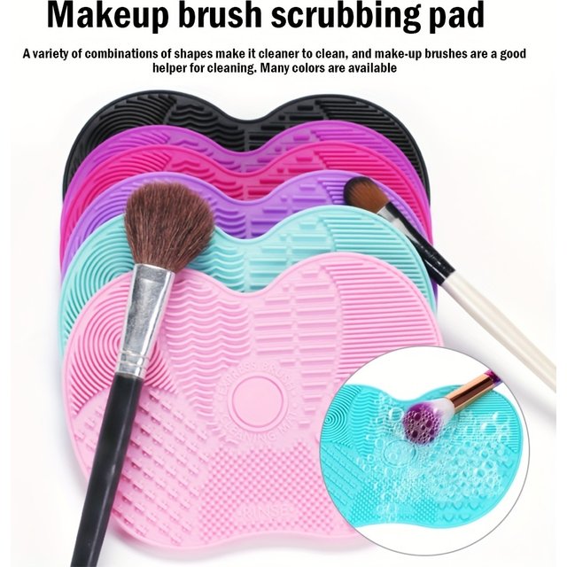 Apple Shaped Silicone Makeup Brush Cleaning Pad-Efficient & Portable & Reusable Makeup Brush Cleaning Mat With Suction Cup