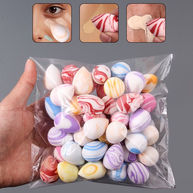 50pcs Mini Makeup Sponge Set - Flawless Foundation Blending for Liquid, Dual-Use Wet/Dry Beauty & Blenders for All Skin Types
