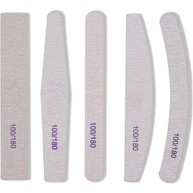 Professional Nail File 100/180 Grit Double Sided Washable Manicure Files Buffers Heavy Duty Emery Board Nail Care Tools 5pcs
