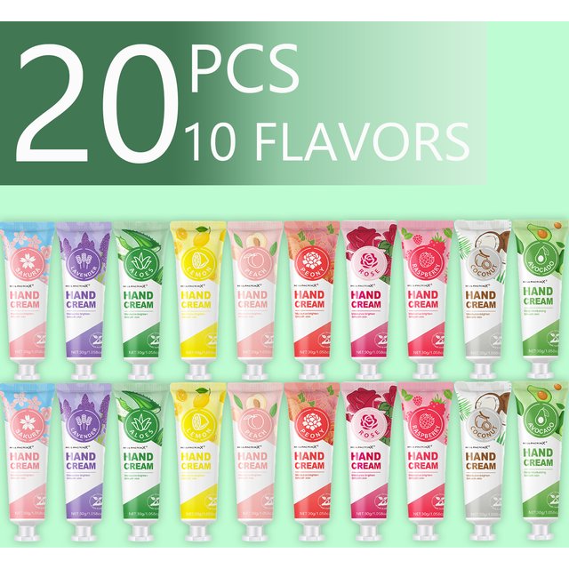20pcs per Set, 10-Scent Hand Cream. Moisturizing, Travel-Sized, lightweight Care for Dry Hands All Seasons