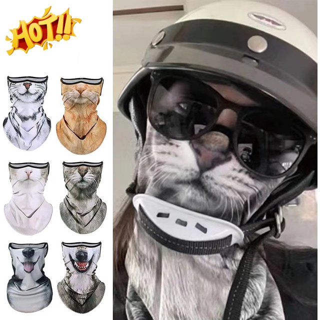 3D Animals Magic Scarf Bandana Breathable Neck Warmer Gaiter Hanging Ear Outdoor Sports Triangle Face Mask Neckerchief Summer