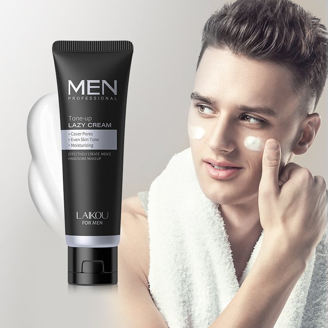 50g LAIKOU Men'S Lazy Cream Invisible Pores Oil-Control Natural Concealer Skin Primer Base Makeup BB Moisturizing Cream