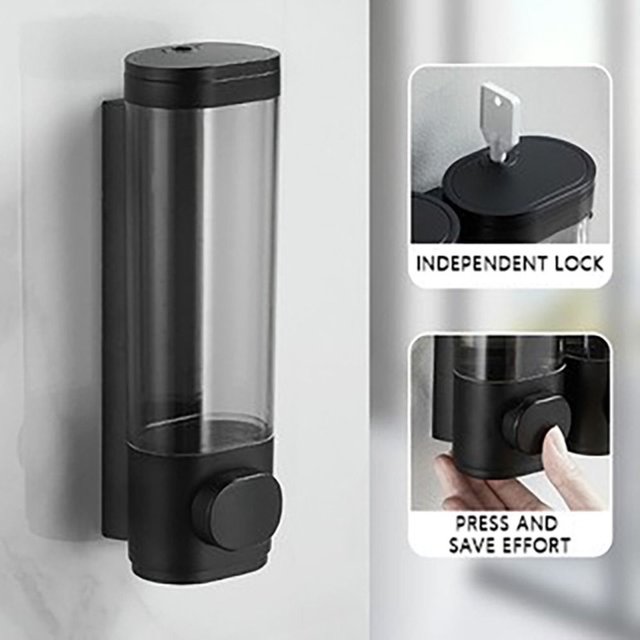 Distributeur de savon manuel en plastique ABS durable, blanc et noir, mural, distributeur de gel pour shampooing, récipient à savon liquide, salle de bain