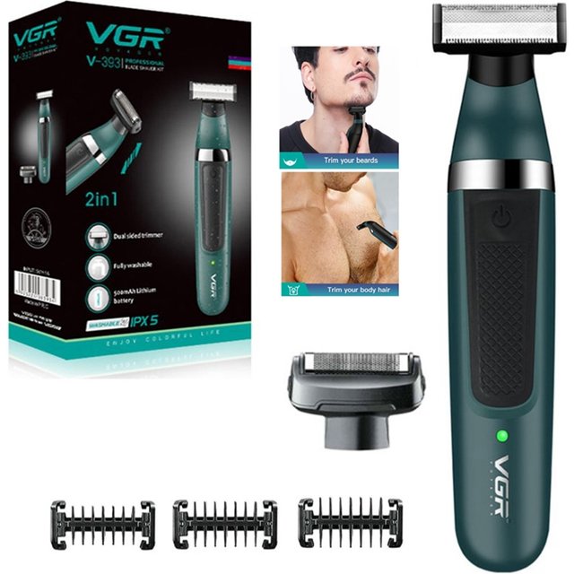 Original VGR 2in1 Wet Dry Hair Trimmer for men Women Face + Body Beard Trimer Bikini Electric Shaver Rechargeable pubic Groomer