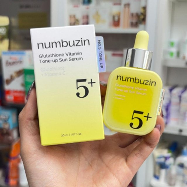 Korean 30ml numbuzin No.5 Glutathione Vitamin Tone-up Skin Brightening Face Essence Sun Serum SPF50+ PA++++ Sunscreen Skin Care