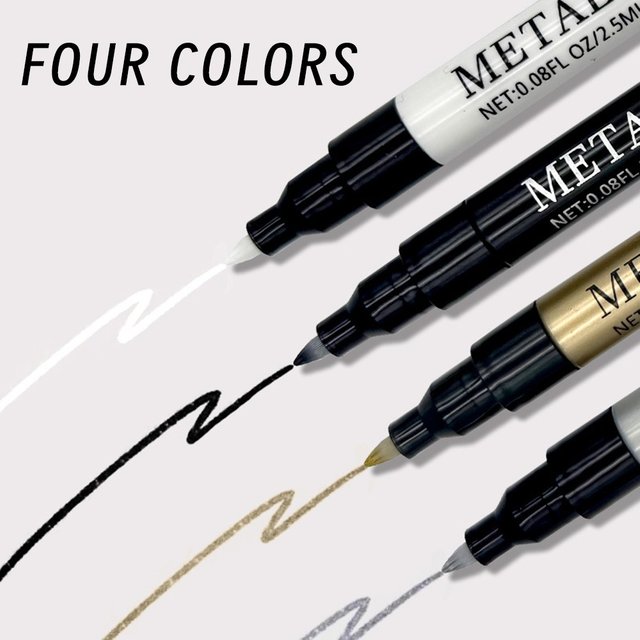 1pc Metallic Liner Nail Art Pens Water-Proof Quick-Drying Fine Tip Nail Polish Markers Pens for Manicure Abstract Liner Painting