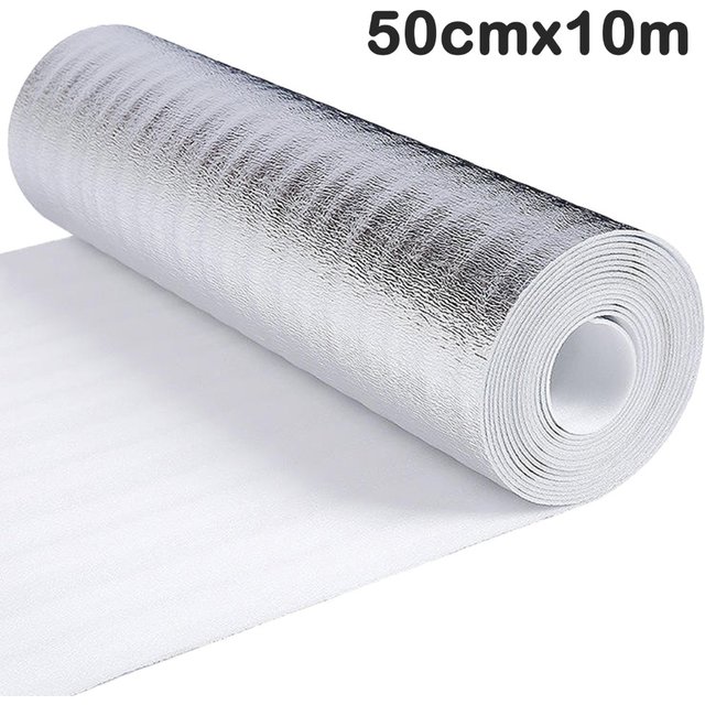 5m/10m Wall Insulation Film Waterproof Sunscreen Radiator Reflective Film Aluminum Foil Thickened Wall Shade Protector Pad