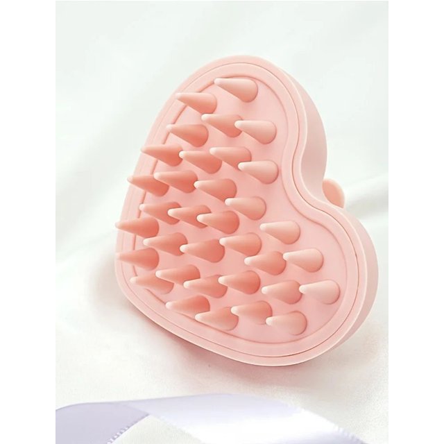 Silicone Scalp Massager with Heart Design Soft Nodes Ease Tension During Shampoo Enhances Hair Health Comfortable Grip