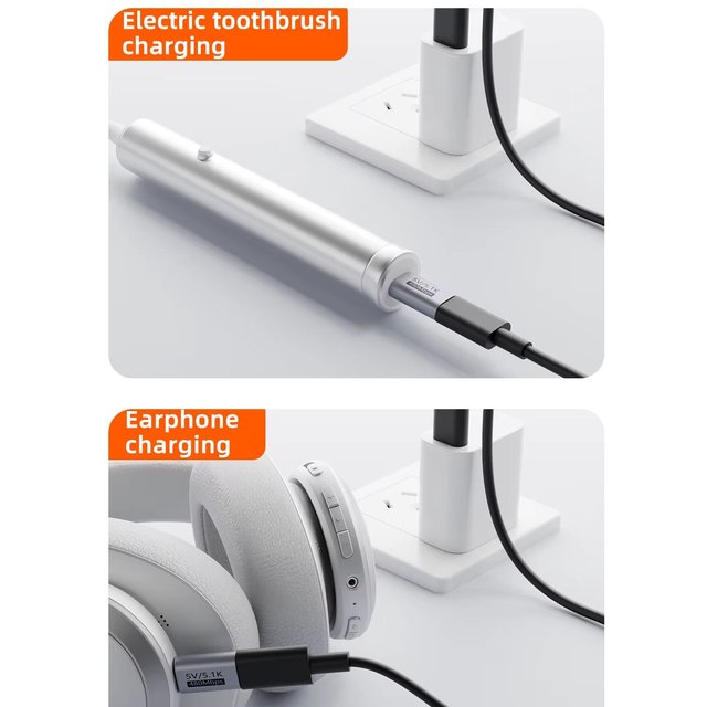 Type-C Charging Adapter 5.1K Pull-down Resistor Safe Low Power Charging Aluminum PVC Shell for Toothbrush Shaver Headset
