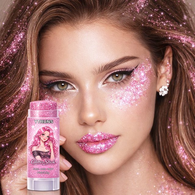 YTRUNS Glitter Gel Stick, Star Chunky Body Face Glitter, Waterproof Non Sticky Shimmer Eyeshadow for Party Festival