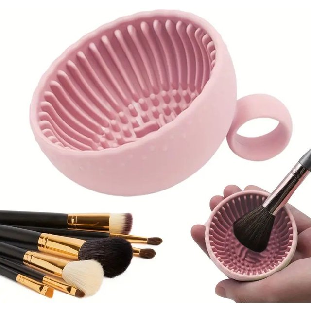 1pc QuickClean Makeup Brush Cleaner - Premium Silicone Scrubber & Non-slip Bowl - Effortless Deep Cleaning for All Facial