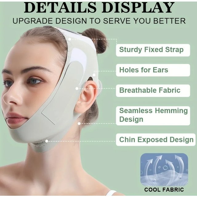 Adjustable V-Shape Face Lift Band Breathable Reusable Facial Slimming Strap Double Chin Reducer for men Women Daily Skin Care