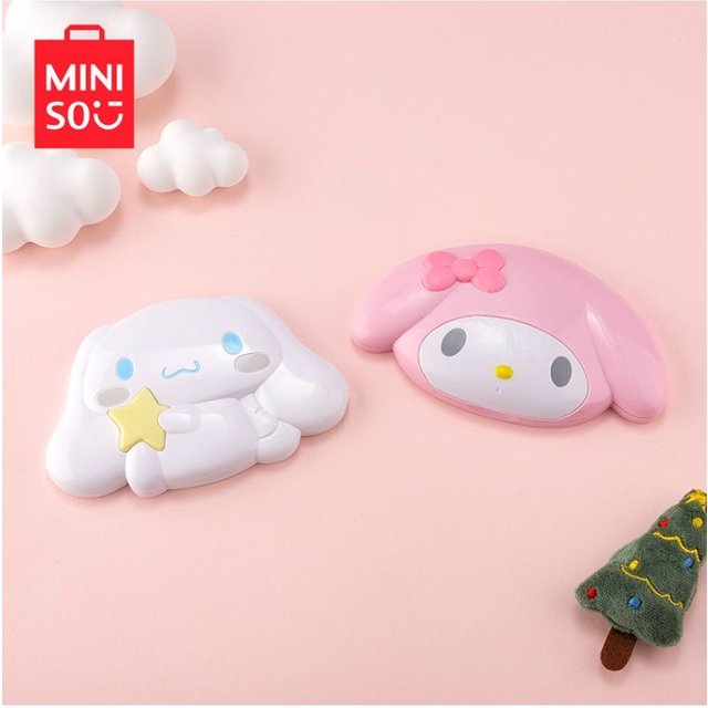MINISO kawaii c-cinnamoroll pink m-melody cartoon cute portable makeup mirror portable comb small mirror comb set