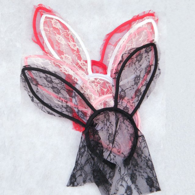 PESENAR-Bandeau en dentelle d'oreille de lapin, masque en dentelle, mascarade Tim, coiffure de fête