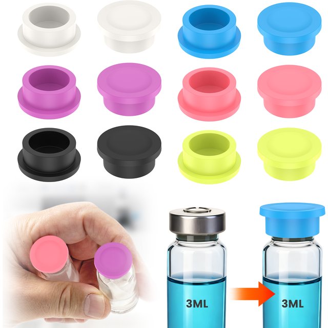 3ML Glass Vials Protective Vial Caps Leakproof Reusable Silicone Protective Cap For Insulin Bottles Eyeshadow Cream Container