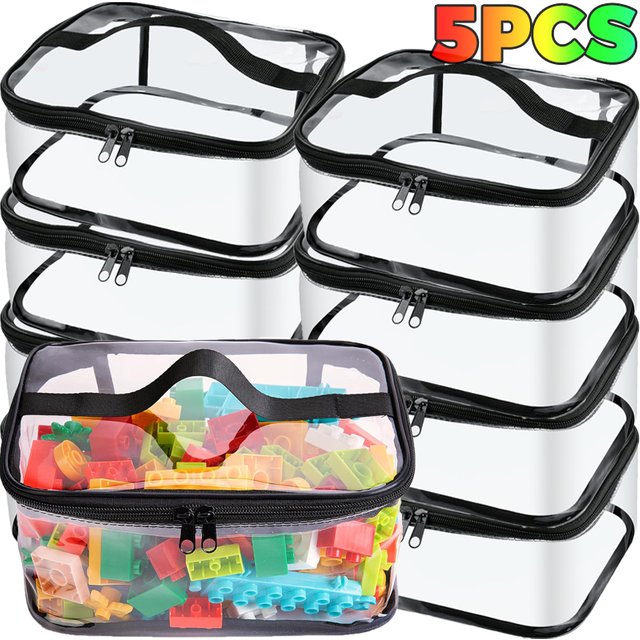 Clear Puzzle Toy Storage Bag PVC Makeup Storage Bag Portable Large Capacity Waterproof Organizer with Zipper for Travel Storage