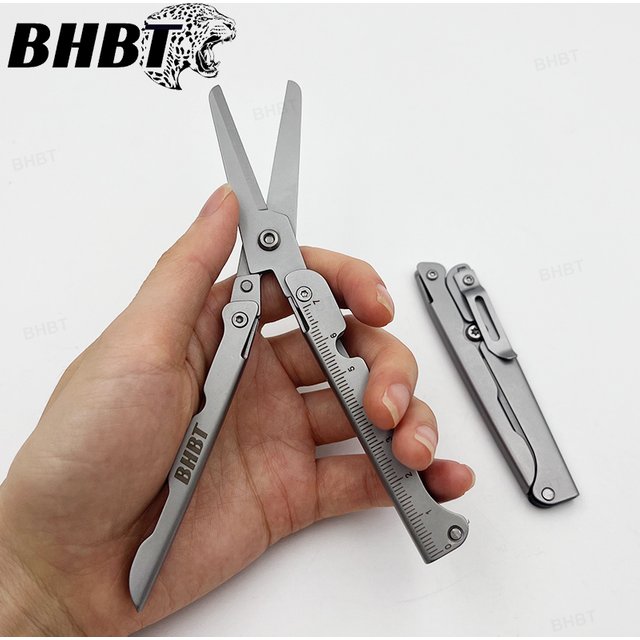 Ciseaux pliants BHBT, portables, légers, pour la maison et l'extérieur, outils EDC avec échelle à