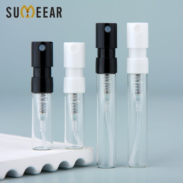 Mini bouteilles en verre à baïonnette, 1ml, 2ml, 100 pièces/lot, testeur d'échantillon de parfum, bouteilles de pulvérisation de parfum, LOGO imprimé, payer Extra
