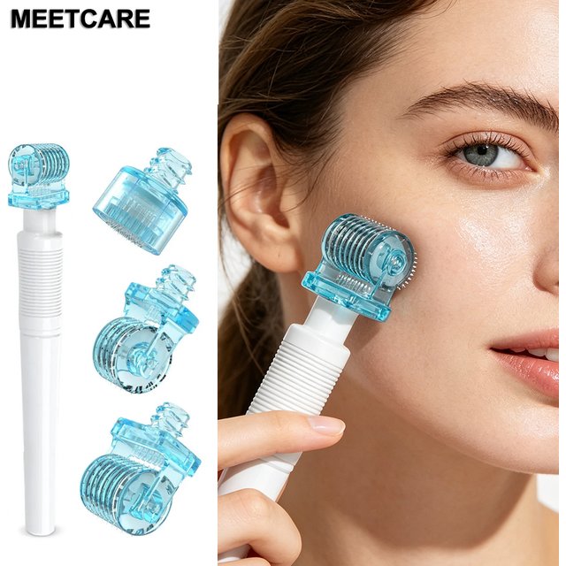 3in1 S1 Derma Roller Stamp Miro Needle 49pin 64pin 112pin Head Dermaroller for LIP BOOST Face Scalp Beard Beauty Skin Care 0.2mm