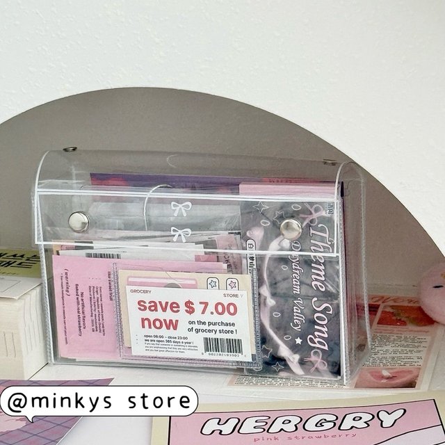 MINKYS Transparent Stationery Storage Bag Pens Make ups Stickers Photocards Organizer Storage Bag Pencil Case