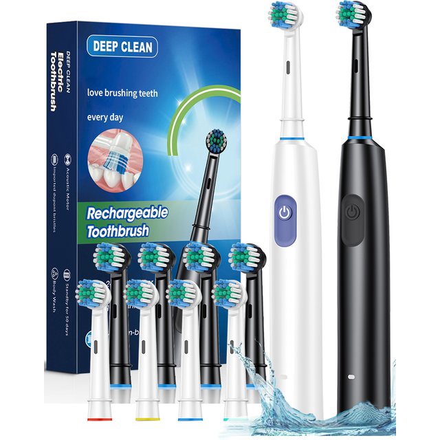 Electric Toothbrush Rotary Rechargeable Electric Toothbrush for Adults Rotating Electric Toothbrushes with 8 Soft Brush Heads