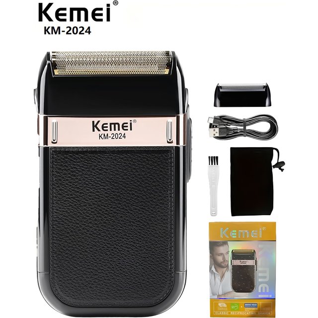 KEMEI Men's Electric Shaver, Reciprocating Double-Blade Head, Rechargeable Professional Electric Shaver for Home Use. KM-2024