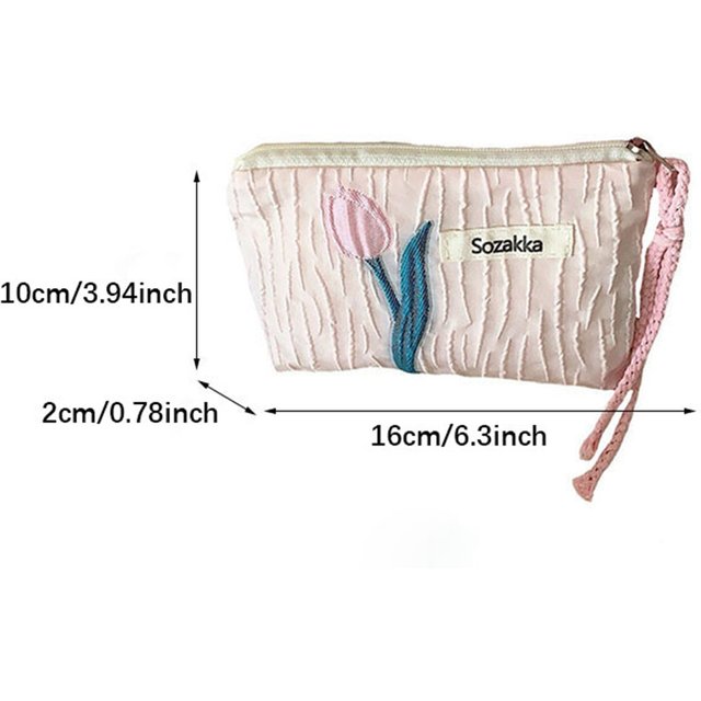 Color blocking drawstring mouth red envelope women's makeup bag, portable carry on coin purse, wash and storage bag