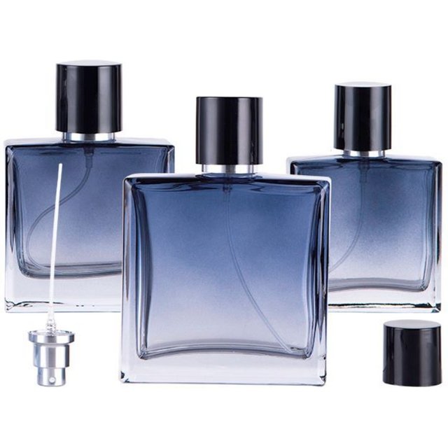 Bouteille de parfum carrée dégradée en verre coloré, pompe vide, récipient cosmétique rechargeable,