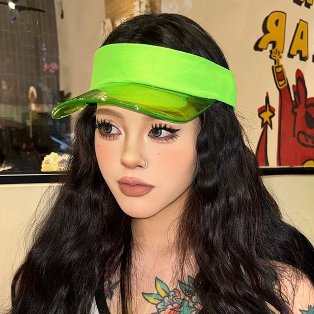 Fashion UV Protection Leopard Print Visor Cap Sunscreen Cool Transparent Hollow Hat Adjustable Solid Color Sun Hat Summer