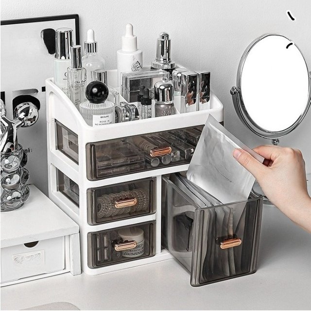 Multi Layer Drawer Style Cosmetics Storage Box, Large Capacity Skincare Display Rack, Multifunctional Desktop Storage Box